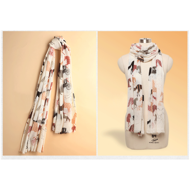 Pure Cashmere Scarves White Animal Print Women Fashional Winter Scarf